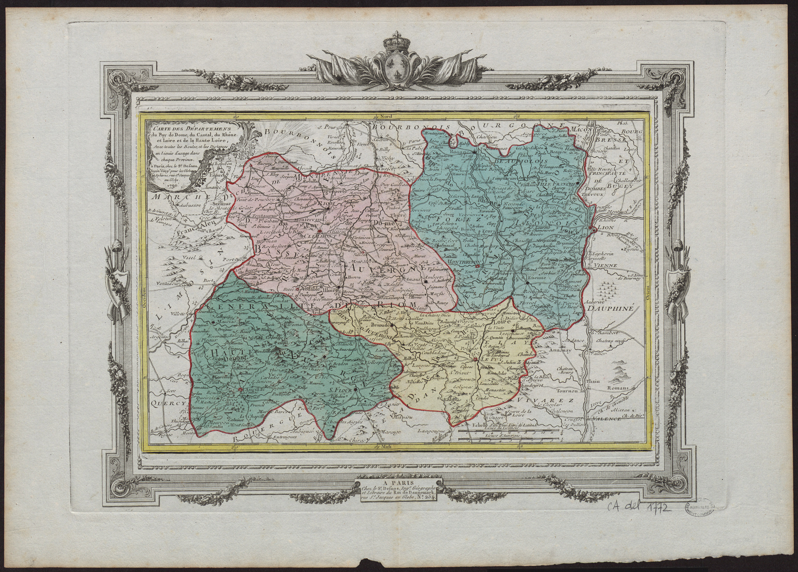 Desnos, Carte des départements (détail), 1790