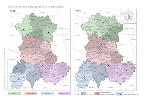 Départements, arrondissements et cantons 1801 - 1985